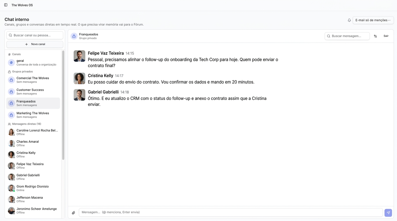Fórum e chat interno
